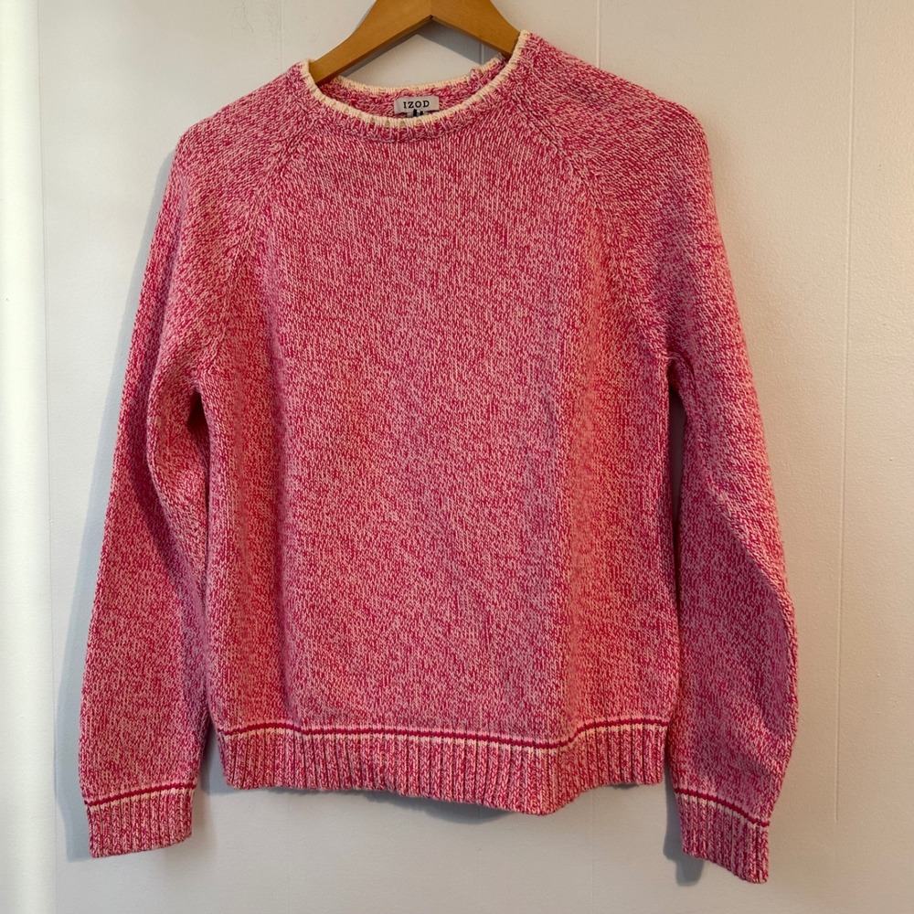 IZOD Women's‎ Pink Marled Knit Sweater Long Sleeve Crew Neck Size L